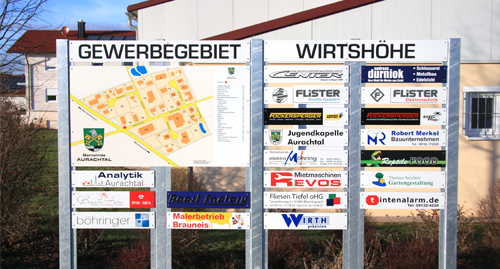 Schilderanlage mit Übersichtskarte