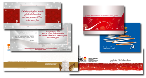 Verschiedene Weihnachtskartenmotive